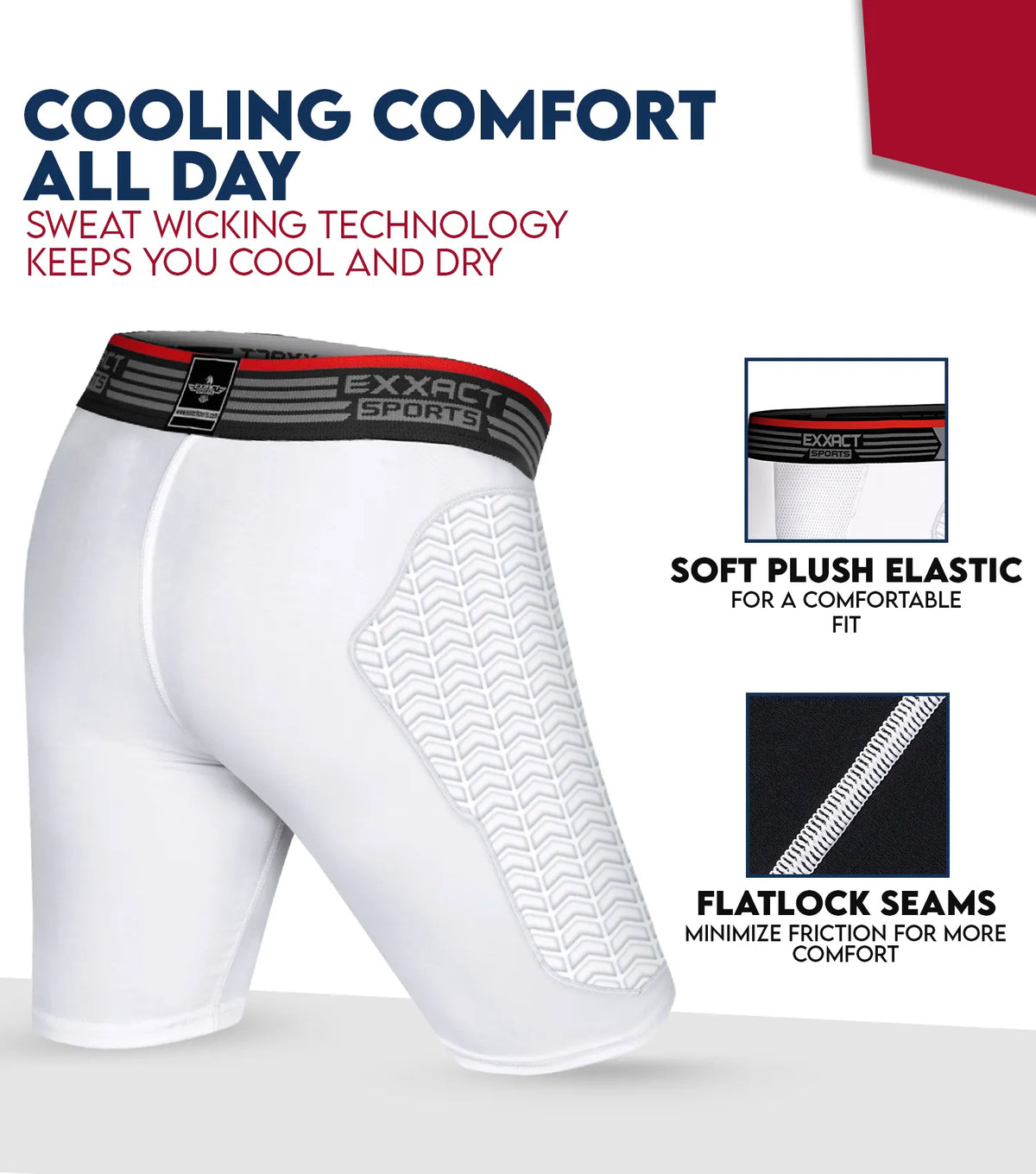 Men’s Padded Compression Sliding Shorts with Soft Athletic Cup (white)
