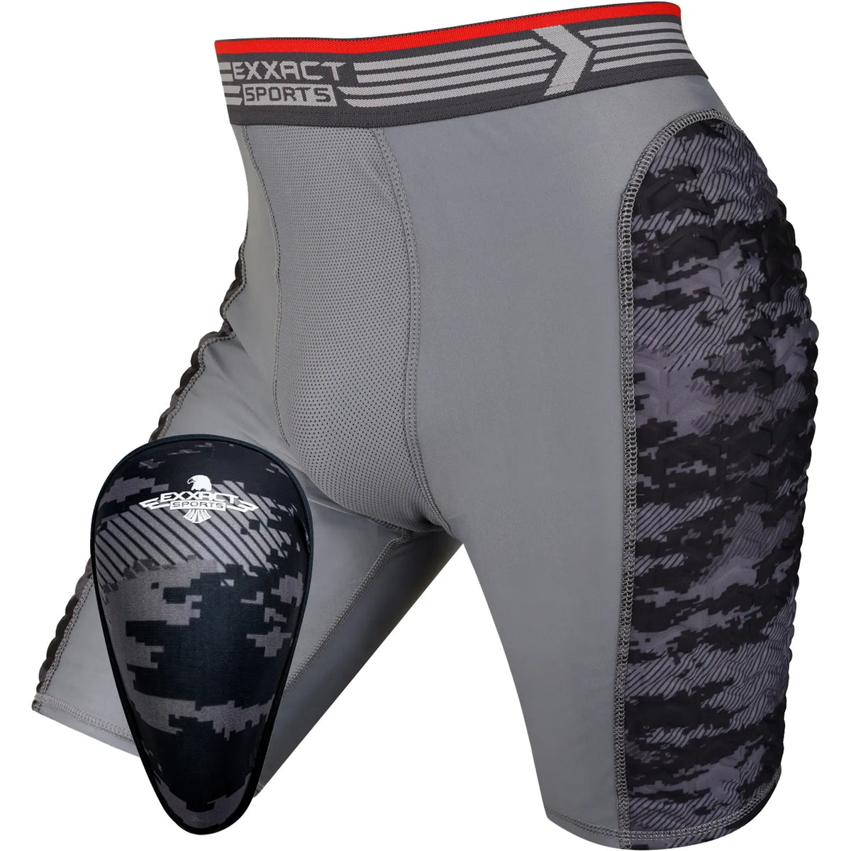 Men’s Padded Compression Sliding Shorts with Soft Athletic Cup (gray/black) - Small