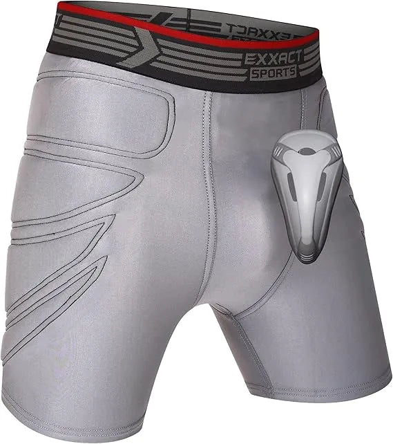 Men’s Padded Sliding Shorts with Hard Protective Cup (gray) - Gray / Small