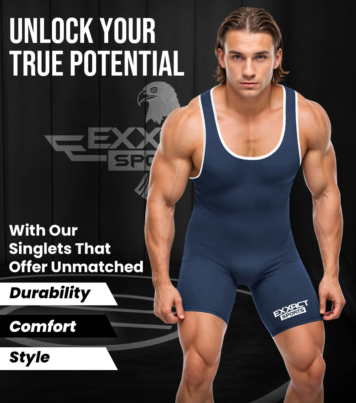 Men’s Plain Navy Wrestling Singlets Powerlifting Singlet