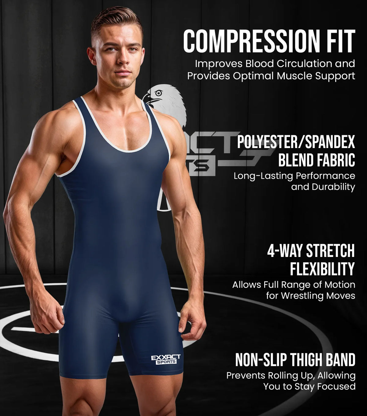 Men’s Plain Navy Wrestling Singlets Powerlifting Singlet