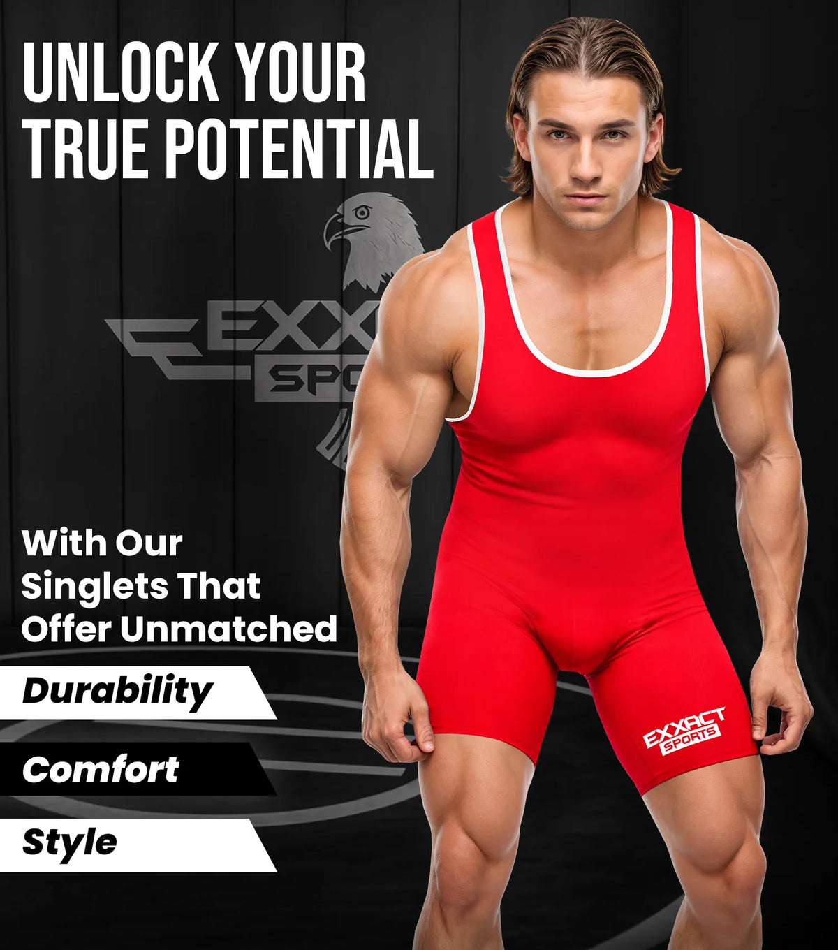 Men’s Plain Red Wrestling Singlets Powerlifting Singlet