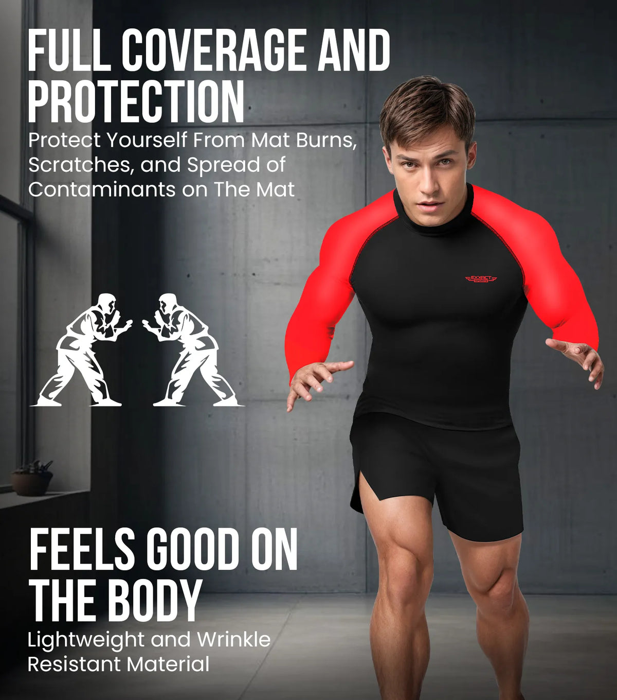 Men’s Red Bjj Rash Guard Long Sleeve