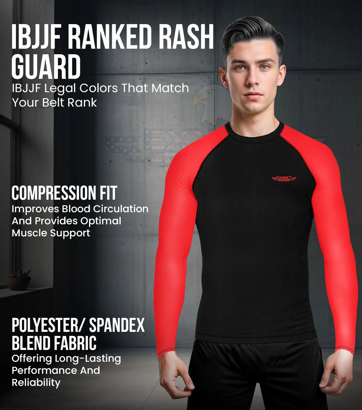 Men’s Red Bjj Rash Guard Long Sleeve