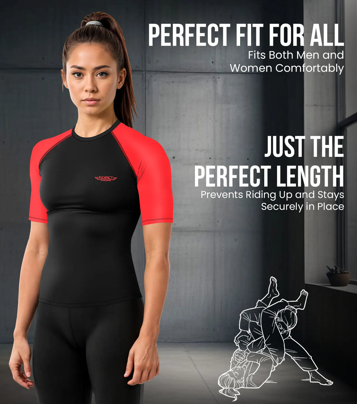 Men’s Red Bjj Rash Guard Short Sleeve
