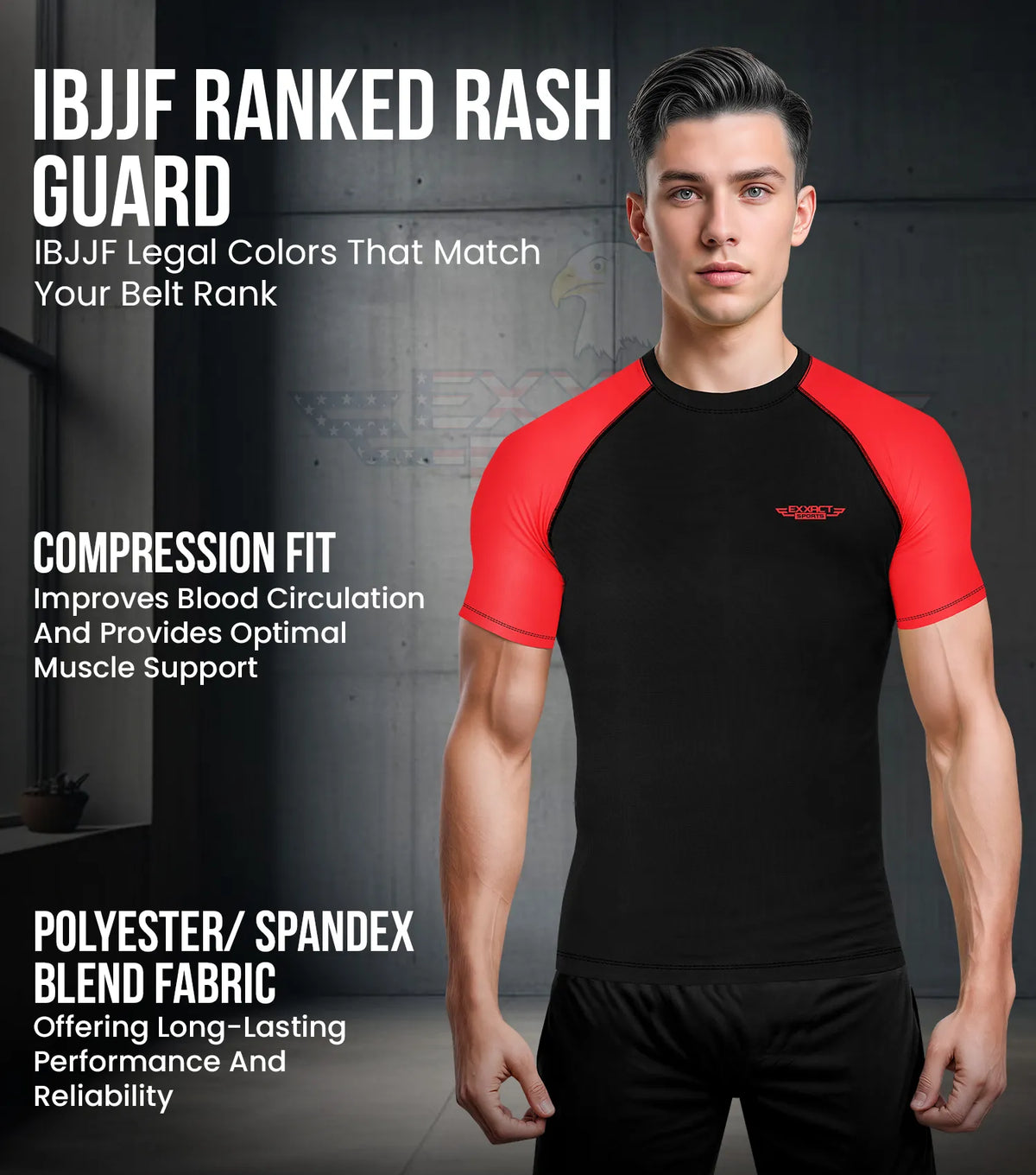 Men’s Red Bjj Rash Guard Short Sleeve