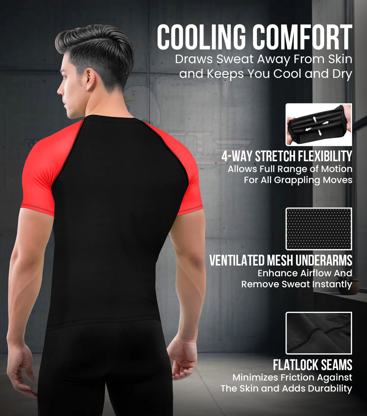 Men’s Red Bjj Rash Guard Short Sleeve