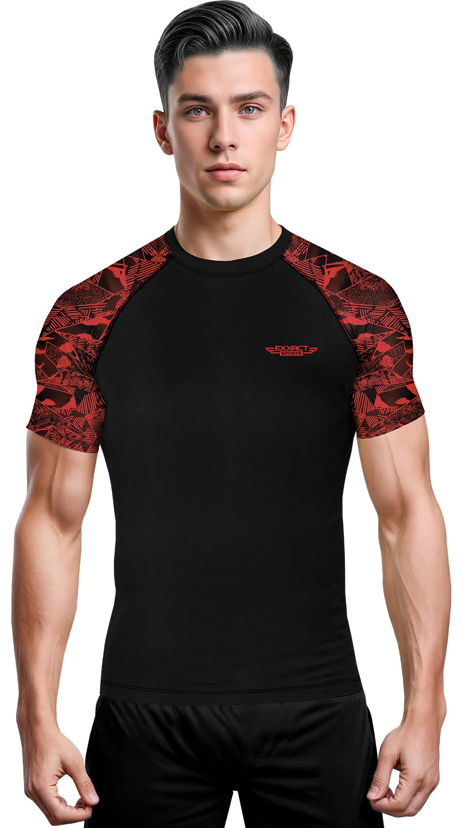 Men’s Red Texture Bjj Rash Guard Short Sleeve
