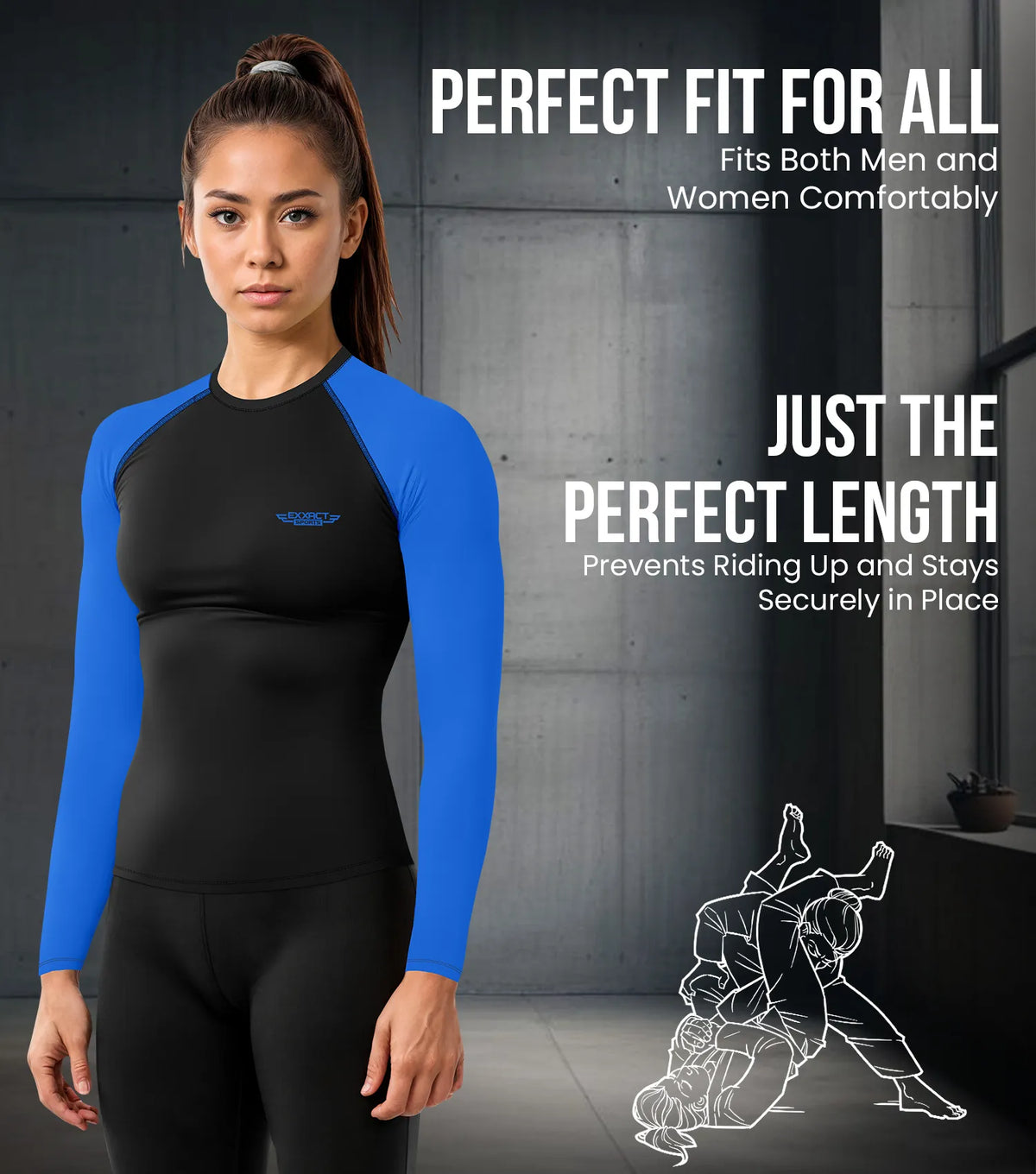 Men’s Royal Blue Bjj Rash Guard Long Sleeve