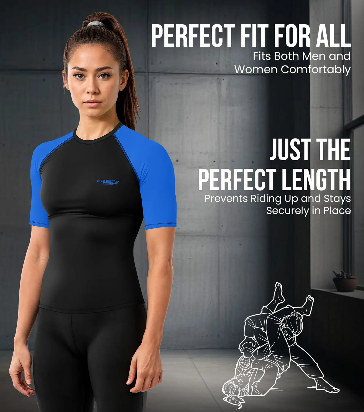 Men’s Royal Blue Bjj Rash Guard Short Sleeve