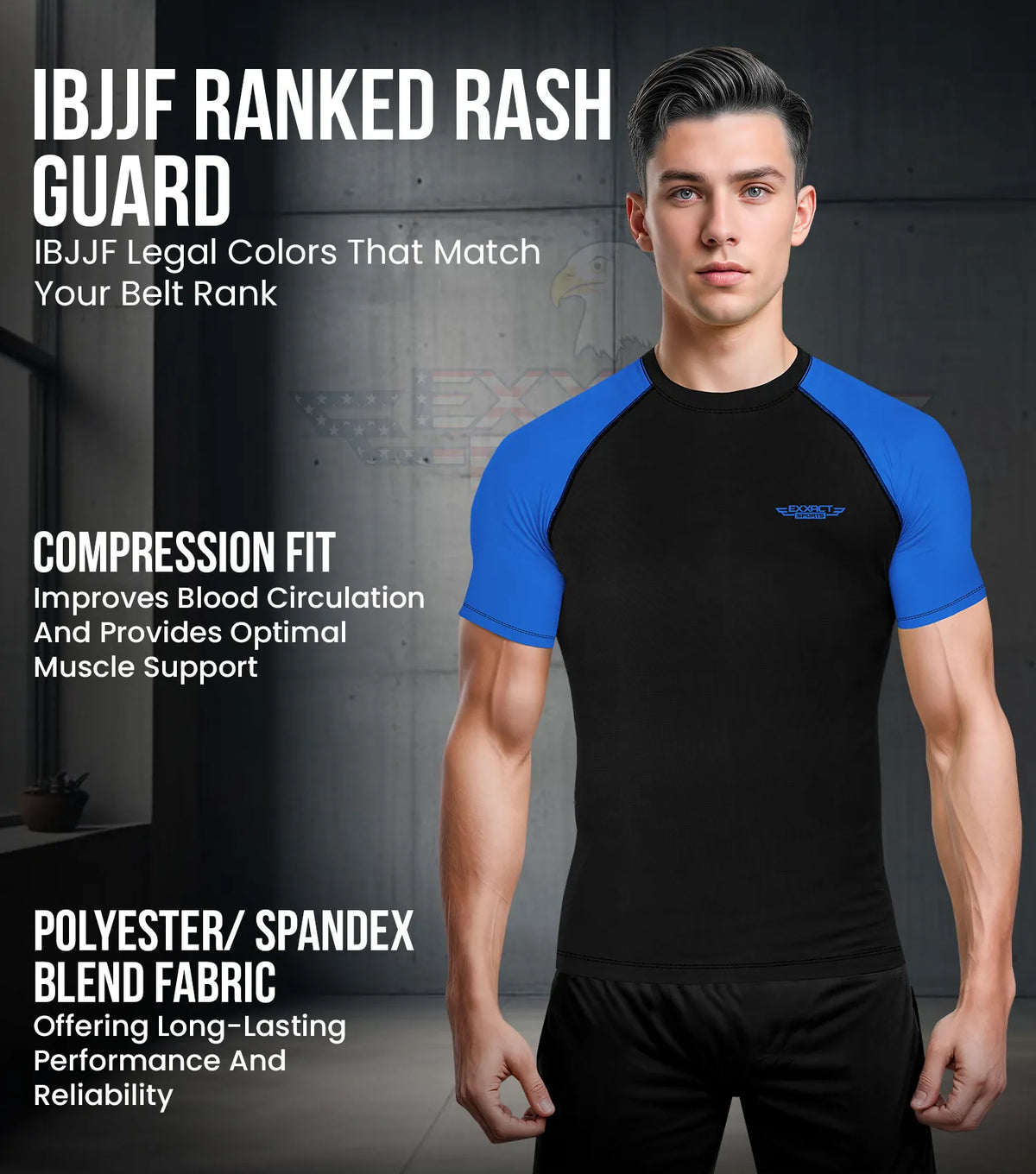 Men’s Royal Blue Bjj Rash Guard Short Sleeve