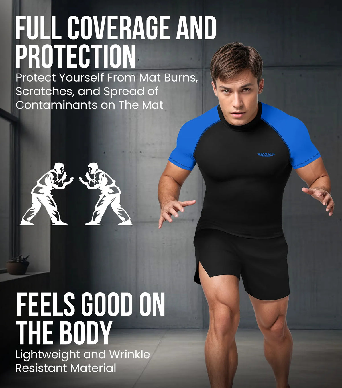 Men’s Royal Blue Bjj Rash Guard Short Sleeve