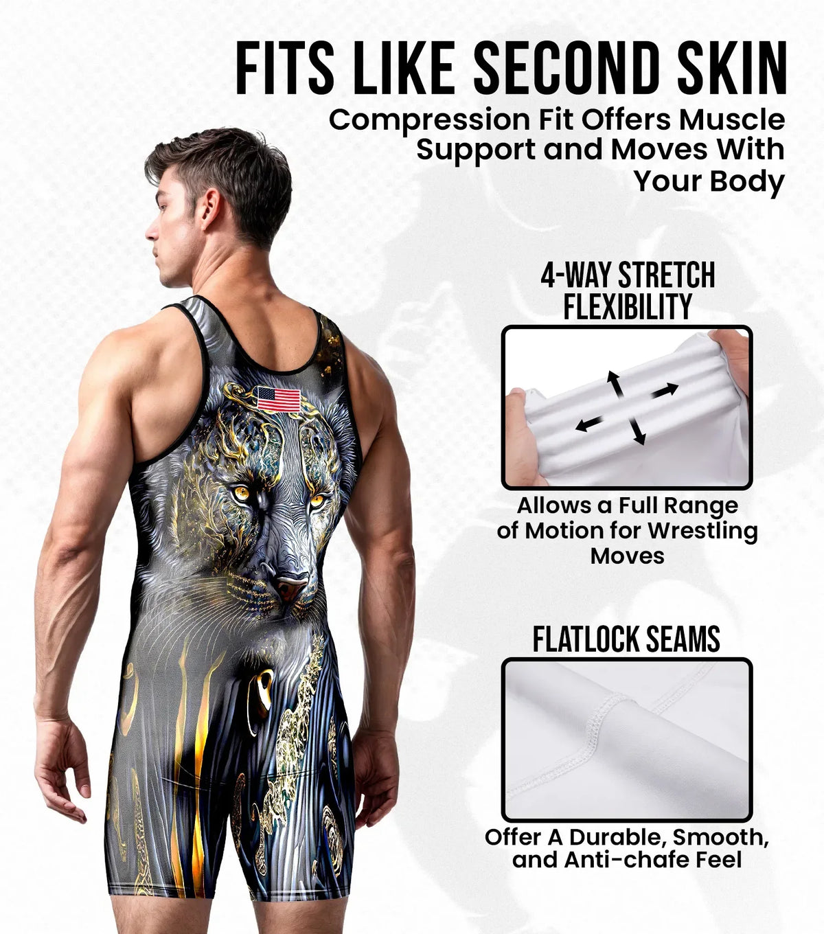Men’s Sublimated Wrestling Singlets (black Lion)