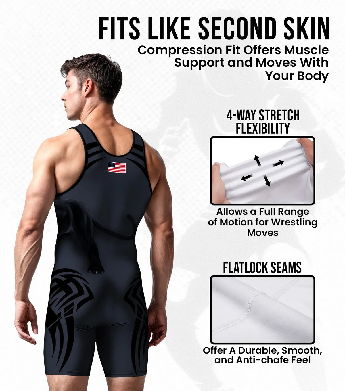 Men’s Sublimated Wrestling Singlets (black Panther)