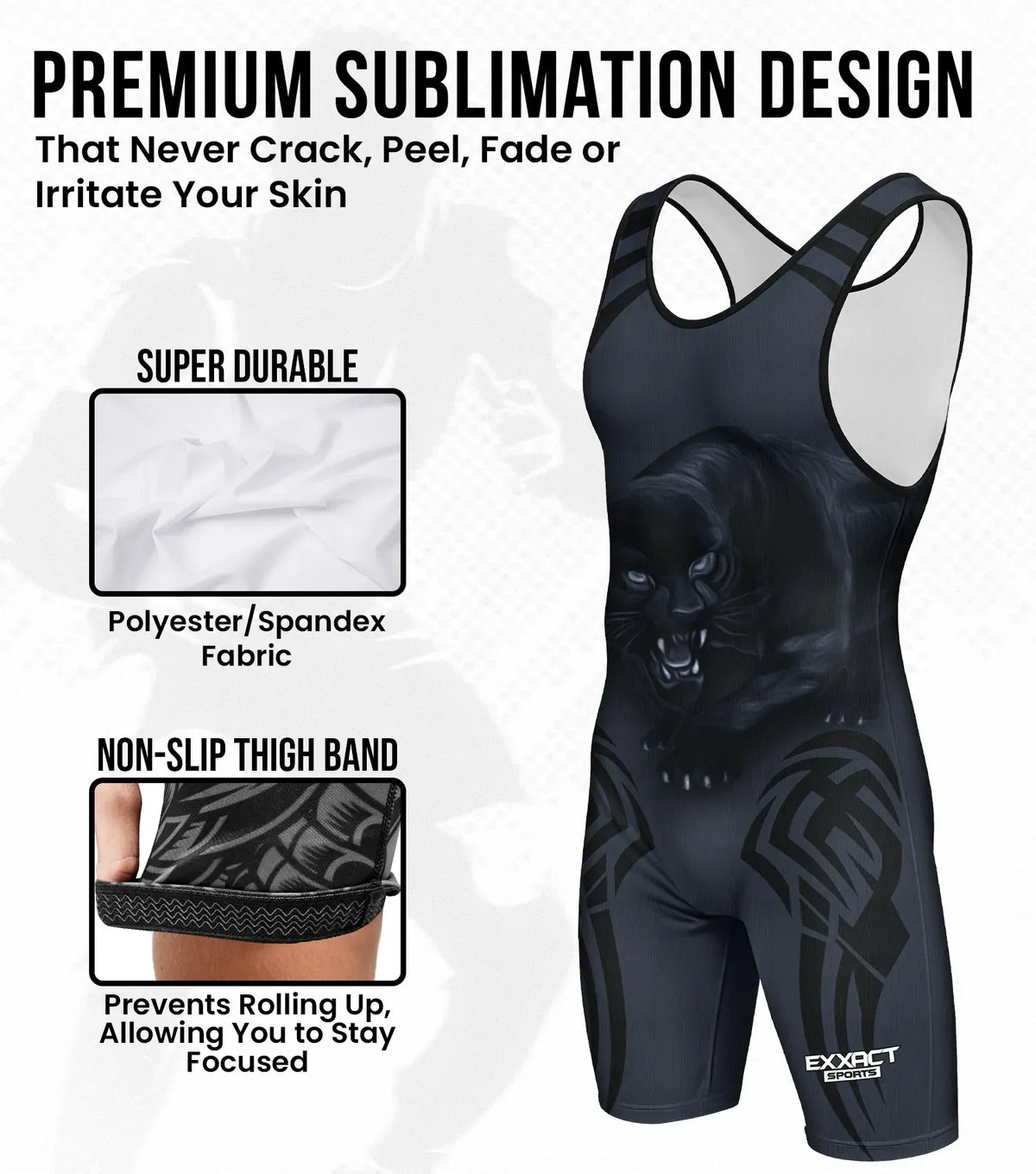 Men’s Sublimated Wrestling Singlets (black Panther)