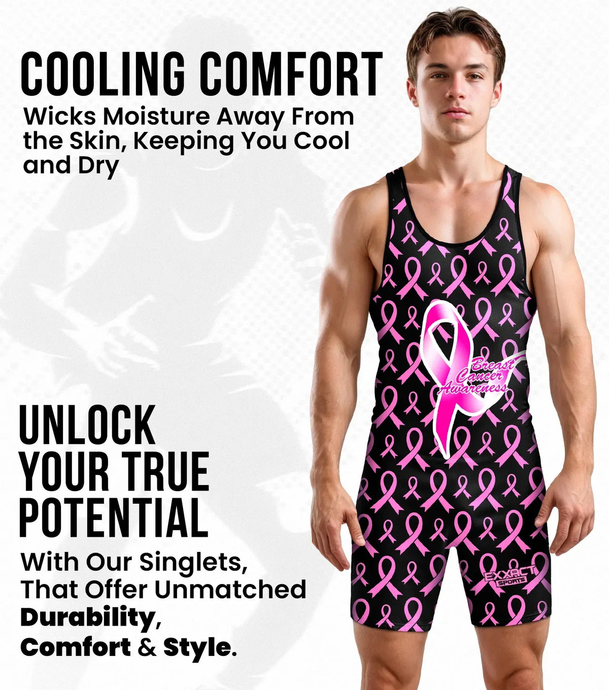 Men’s Sublimated Wrestling Singlets (breast Cancer)