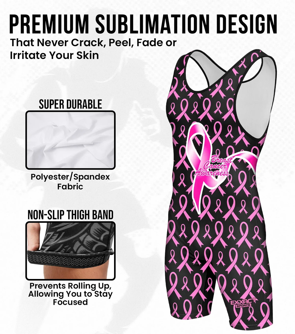 Men’s Sublimated Wrestling Singlets (breast Cancer)