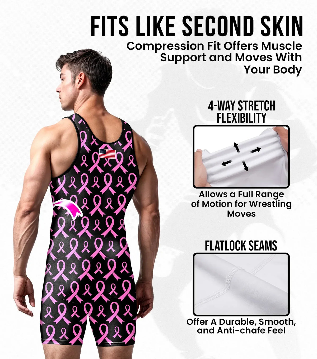 Men’s Sublimated Wrestling Singlets (breast Cancer)