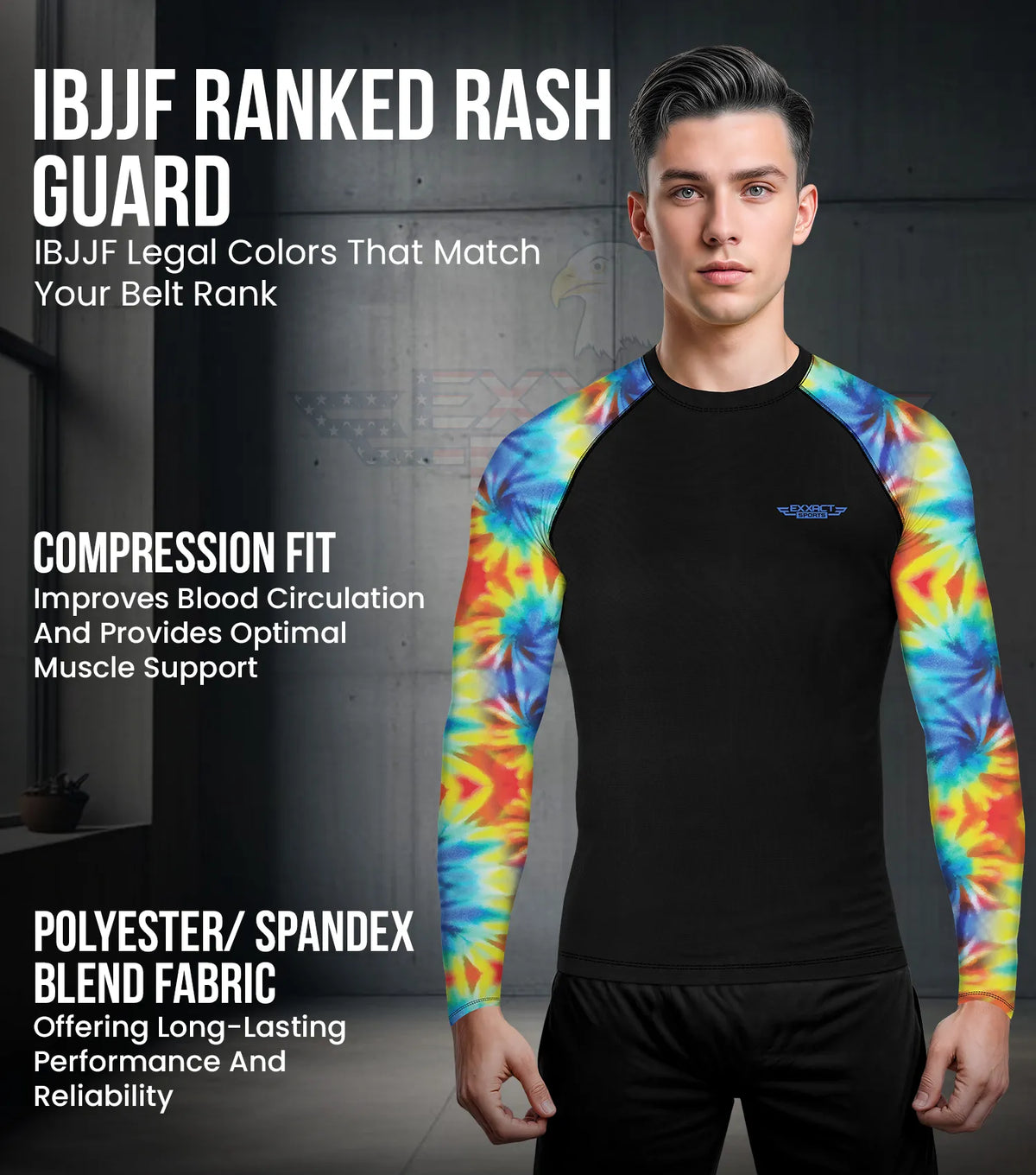 Men’s Tie Dye Bjj Rash Guard Long Sleeve