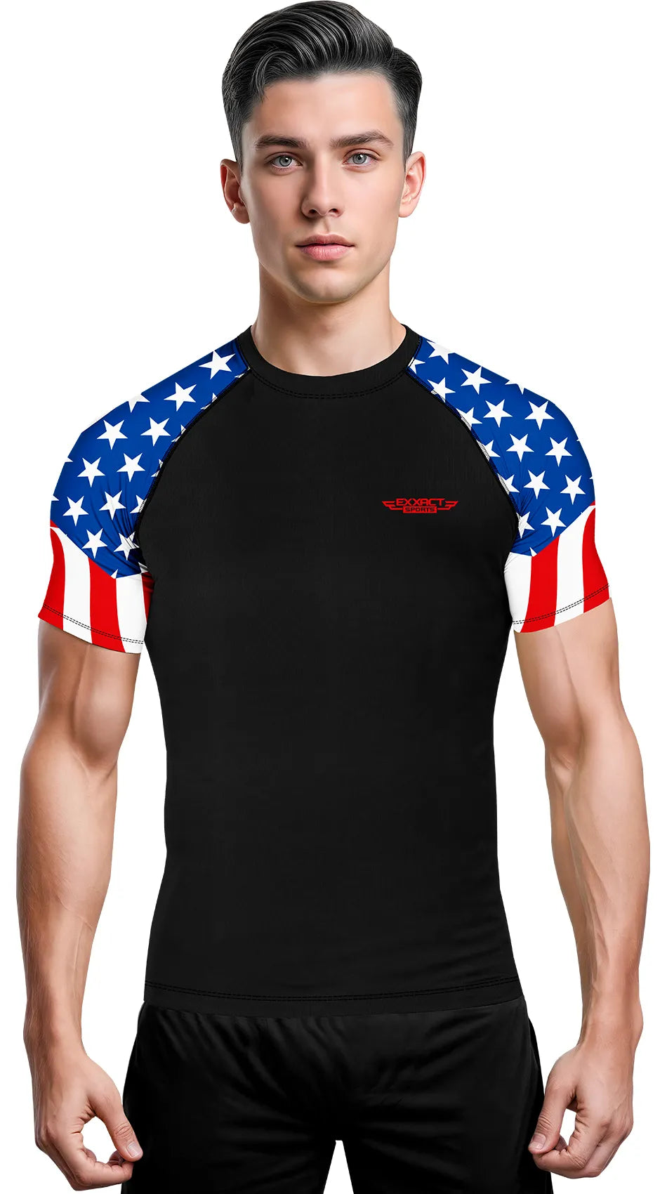 Men’s Usa Flag Bjj Rash Guard Short Sleeve
