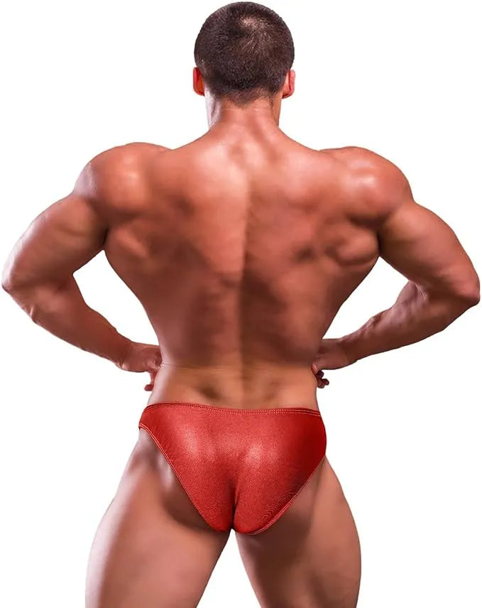 Men’s V-cut Bodybuilding Competition Posing Trunks (red)