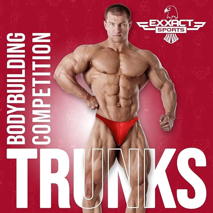 Men’s V-cut Bodybuilding Competition Posing Trunks (red)