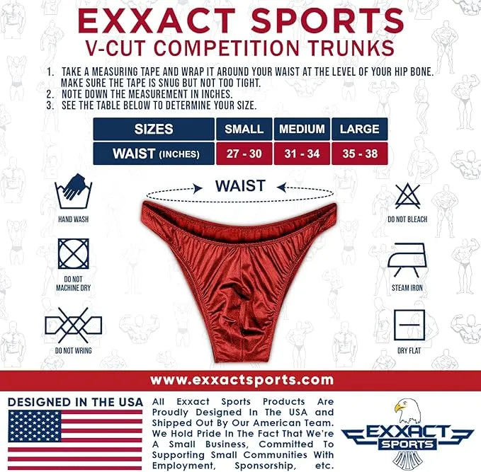 Men’s V-cut Bodybuilding Competition Posing Trunks (red)