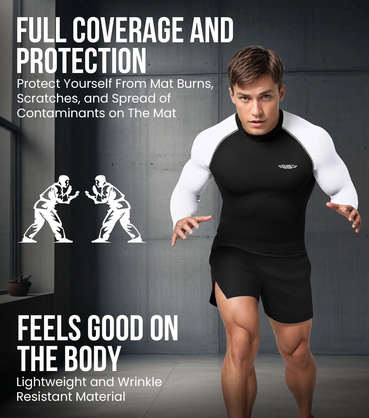 Men’s White Bjj Rash Guard Long Sleeve