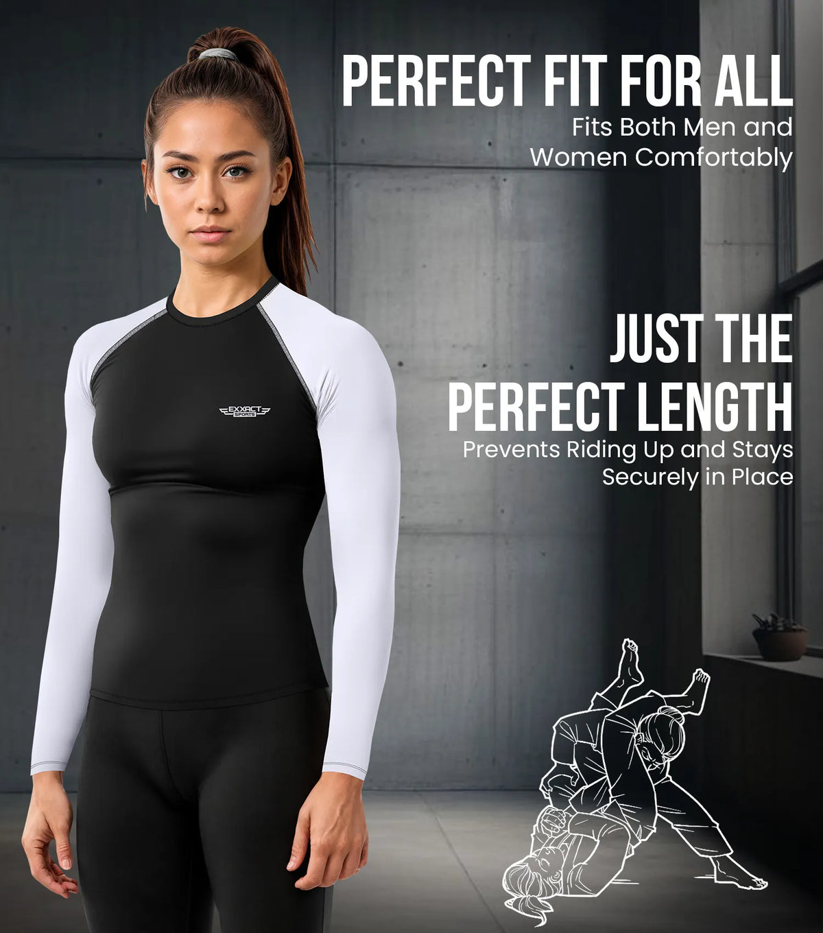 Men’s White Bjj Rash Guard Long Sleeve