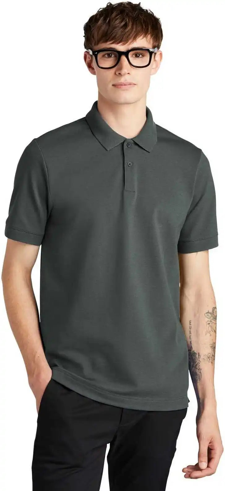 Mercer + mettle Mm1000 Stretch Heavyweight Pique Polo Anchor Grey Dark Gray / Adult Xl