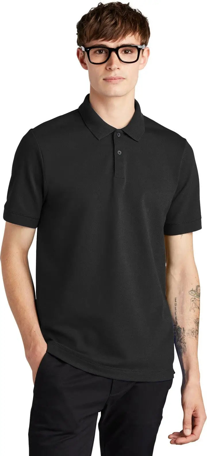 Mercer + mettle Mm1000 Stretch Heavyweight Pique Polo - Deep Black - Adult Xs