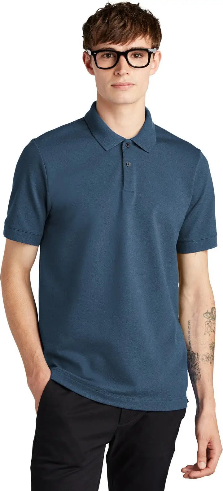 Mercer + mettle Mm1000 Stretch Heavyweight Pique Polo - Insignia Blue - Adult Xs