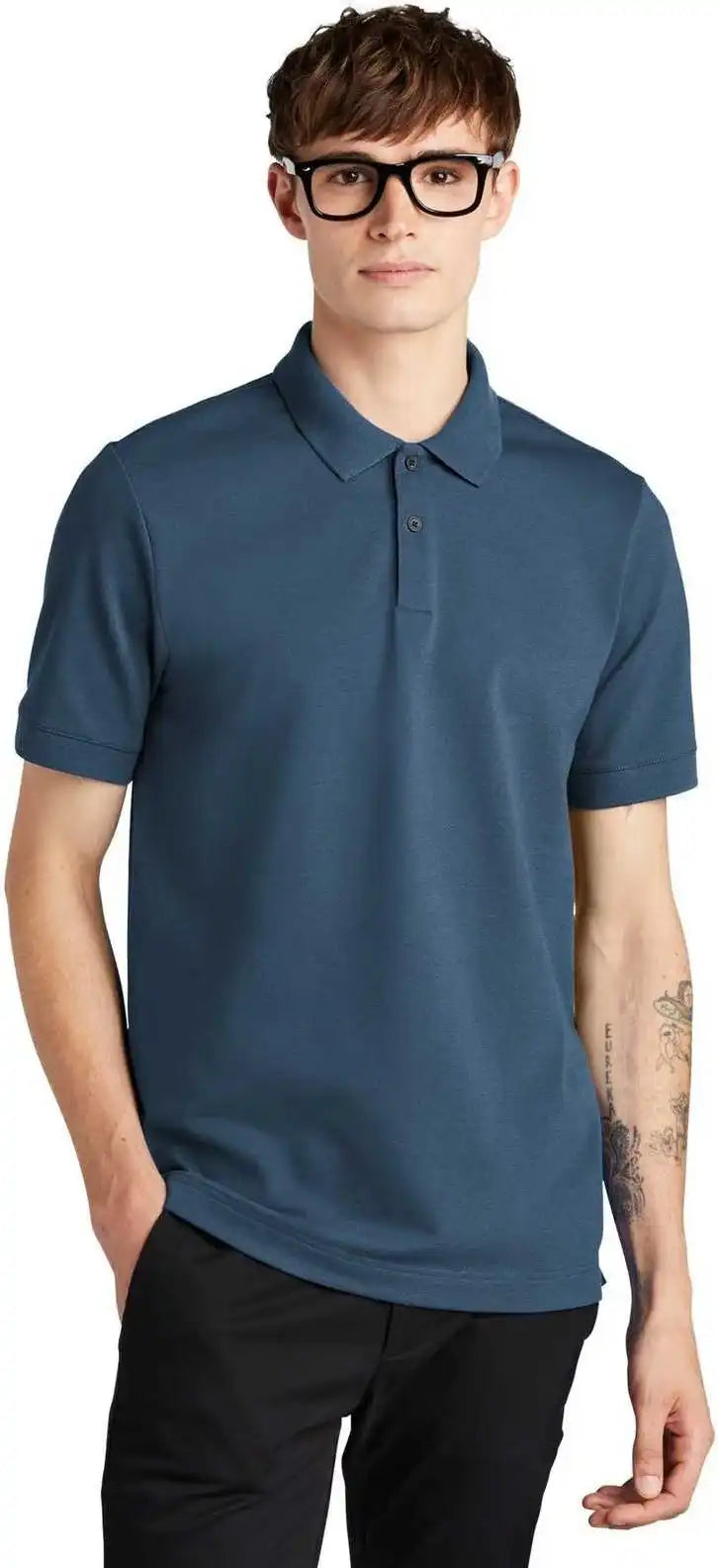 Mercer + mettle Mm1000 Stretch Heavyweight Pique Polo Insignia Blue Navy / Adult l