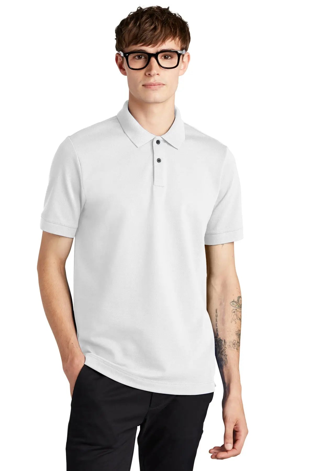 Mercer + mettle Mm1000 Stretch Heavyweight Pique Polo - White - Adult Xs