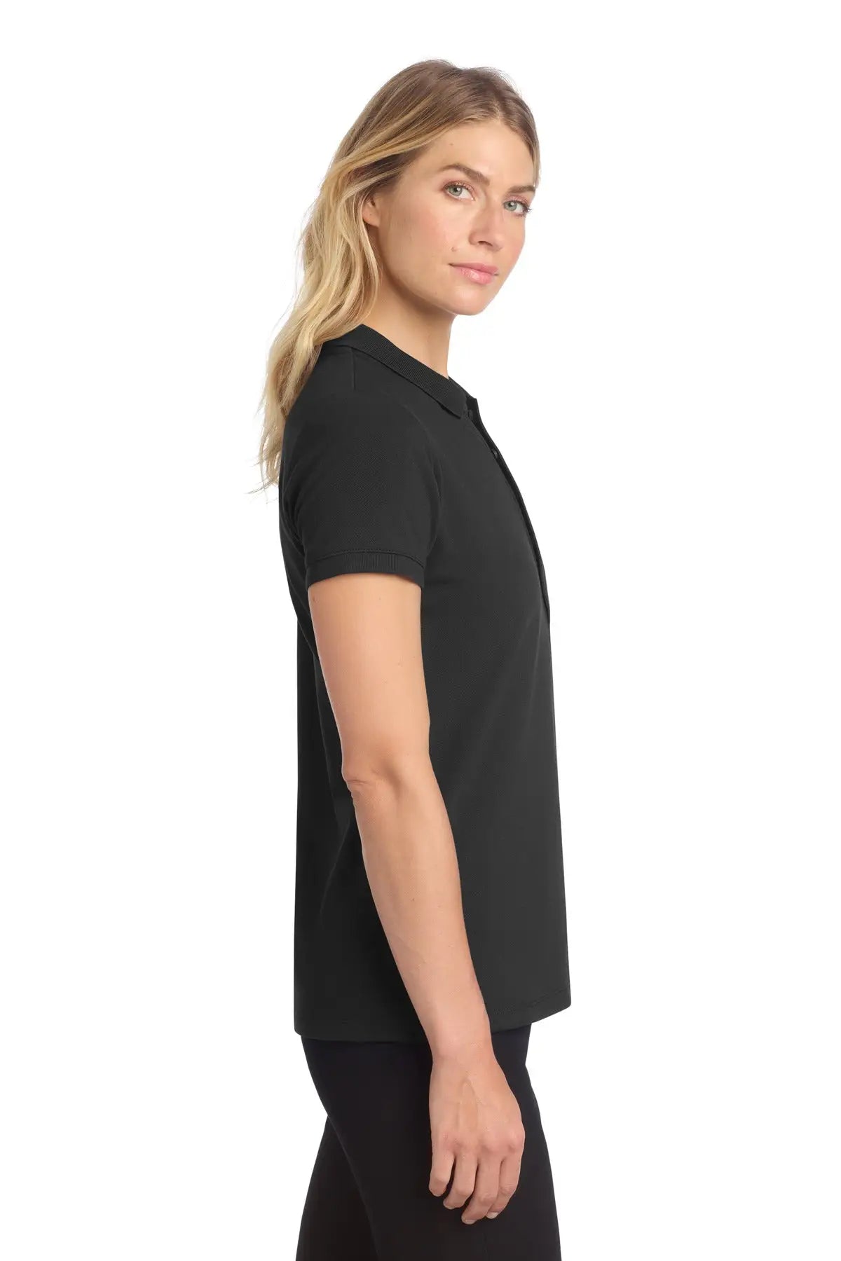 Mercer + mettle Mm1001 Women’s Stretch Heavyweight Pique Polo - Deep Black