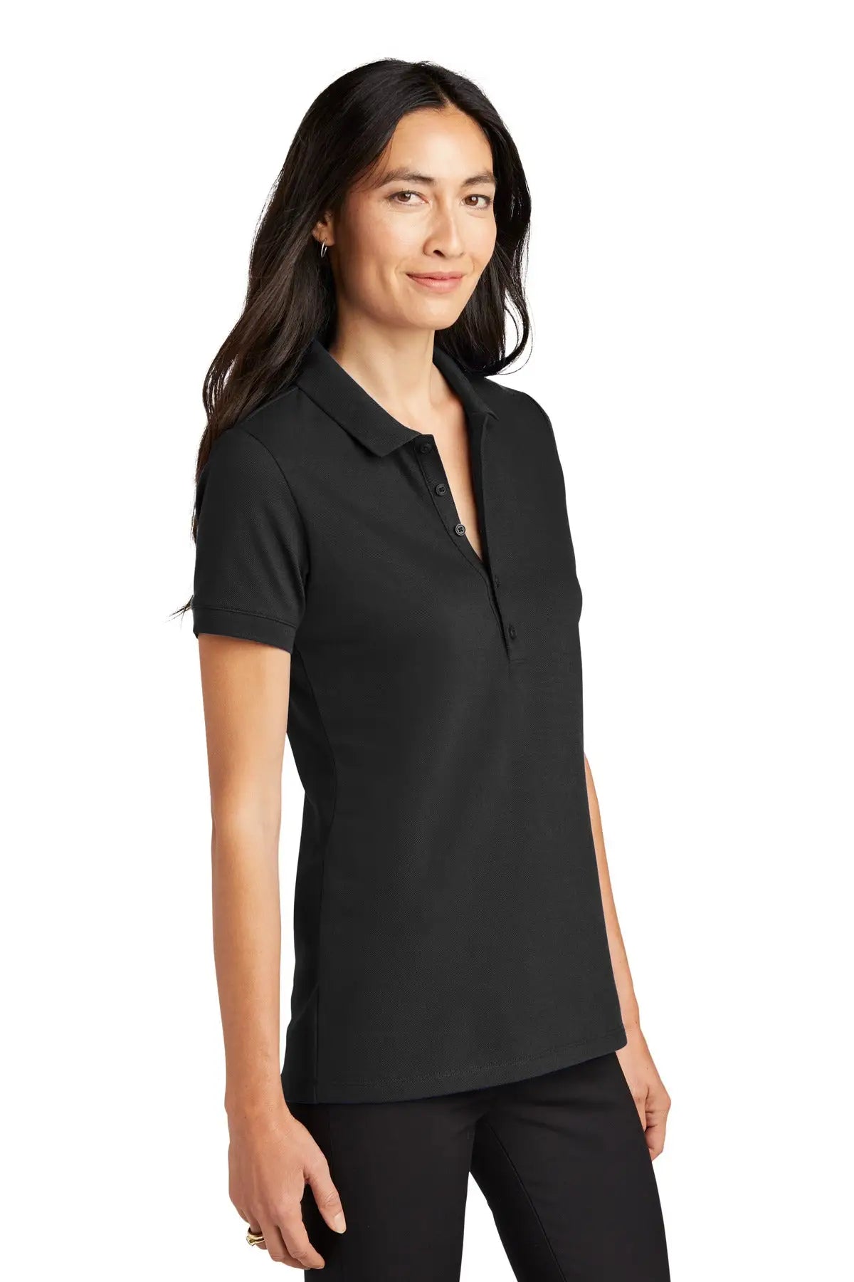 Mercer + mettle Mm1001 Women’s Stretch Heavyweight Pique Polo - Deep Black