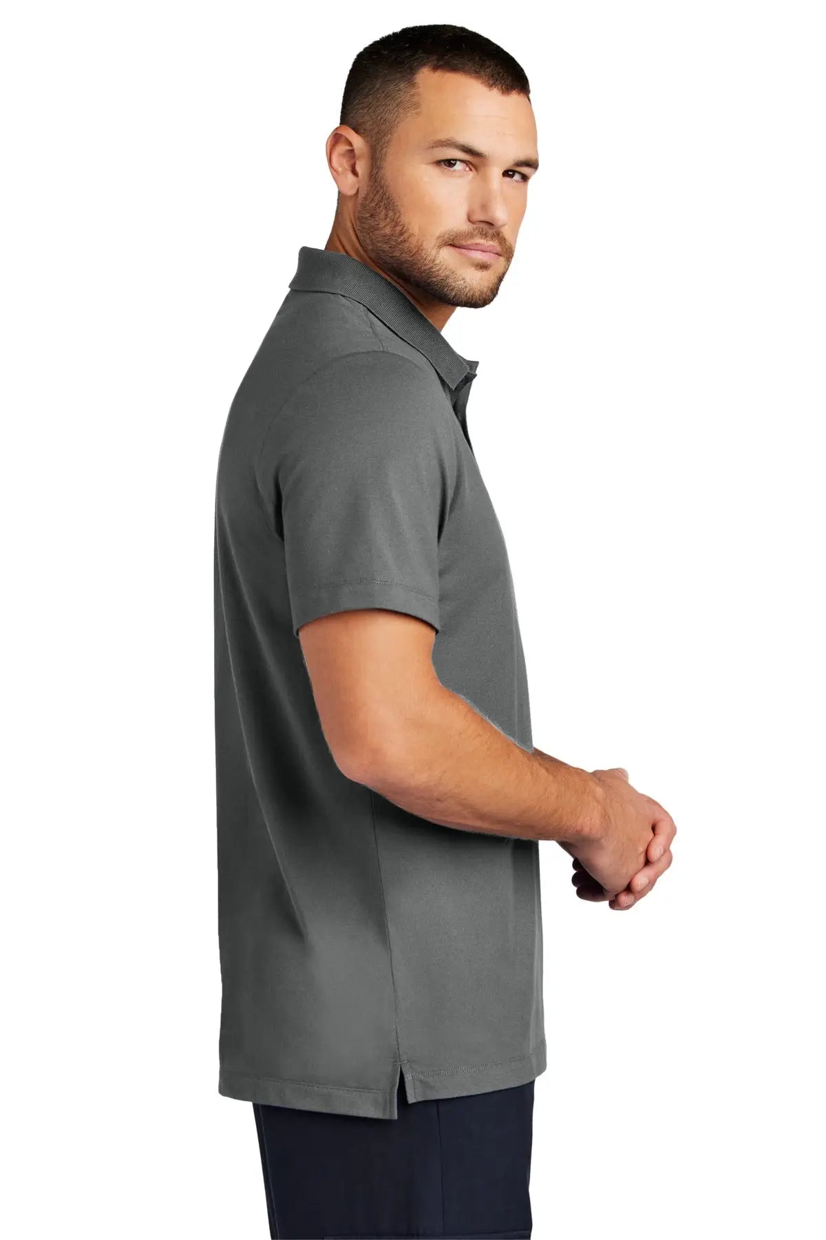 Mercer + mettle Mm1004 Stretch Pique Polo - Storm Gray