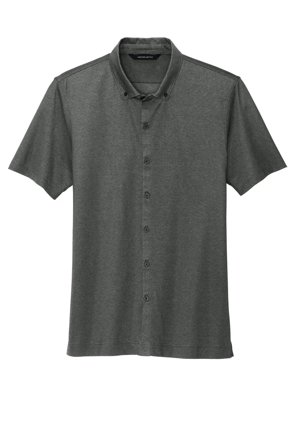 Mercer + mettle Mm1006 Stretch Pique Full-button Polo - Anchor Gray Heather