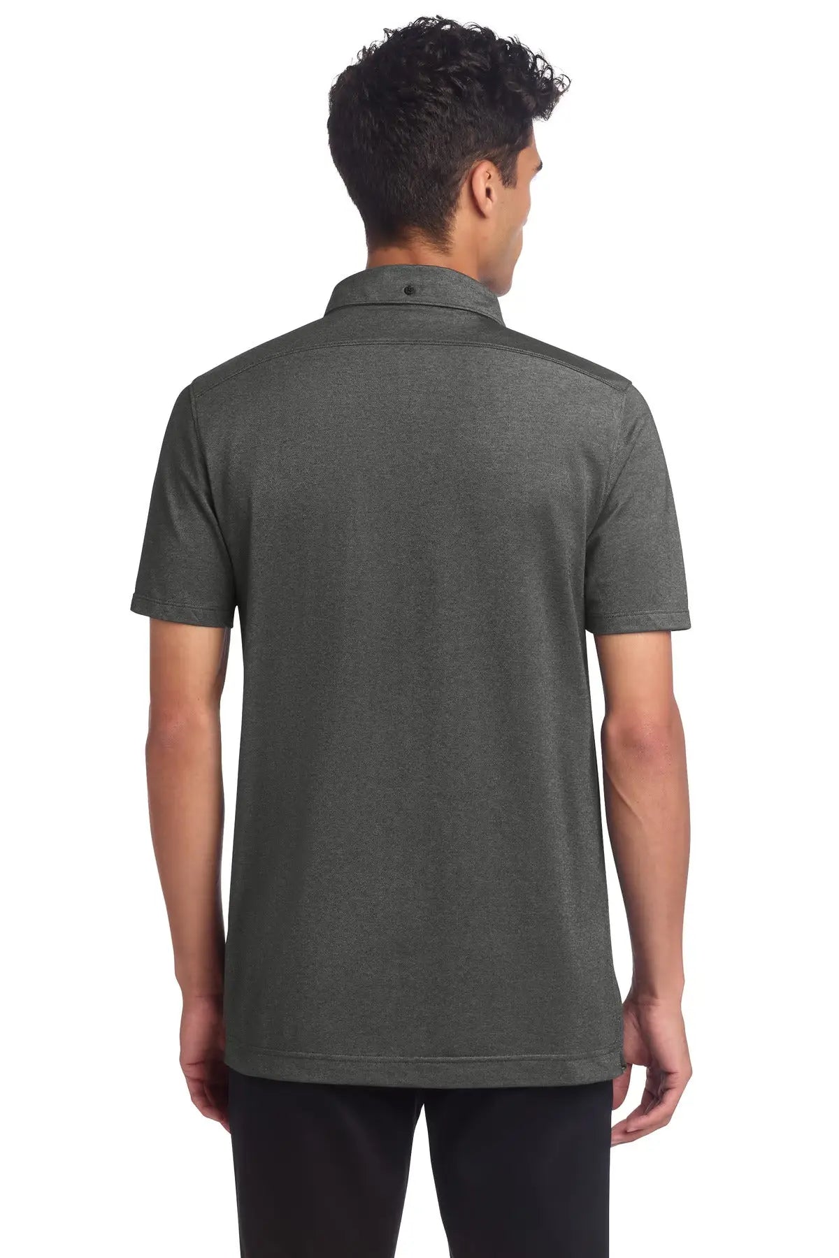 Mercer + mettle Mm1006 Stretch Pique Full-button Polo - Anchor Gray Heather
