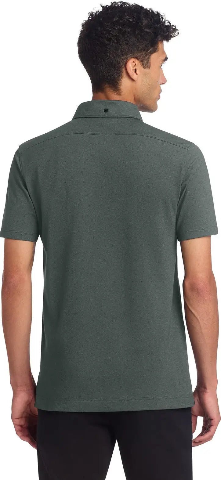 Mercer + mettle Mm1006 Stretch Pique Full-button Polo - Anchor Gray