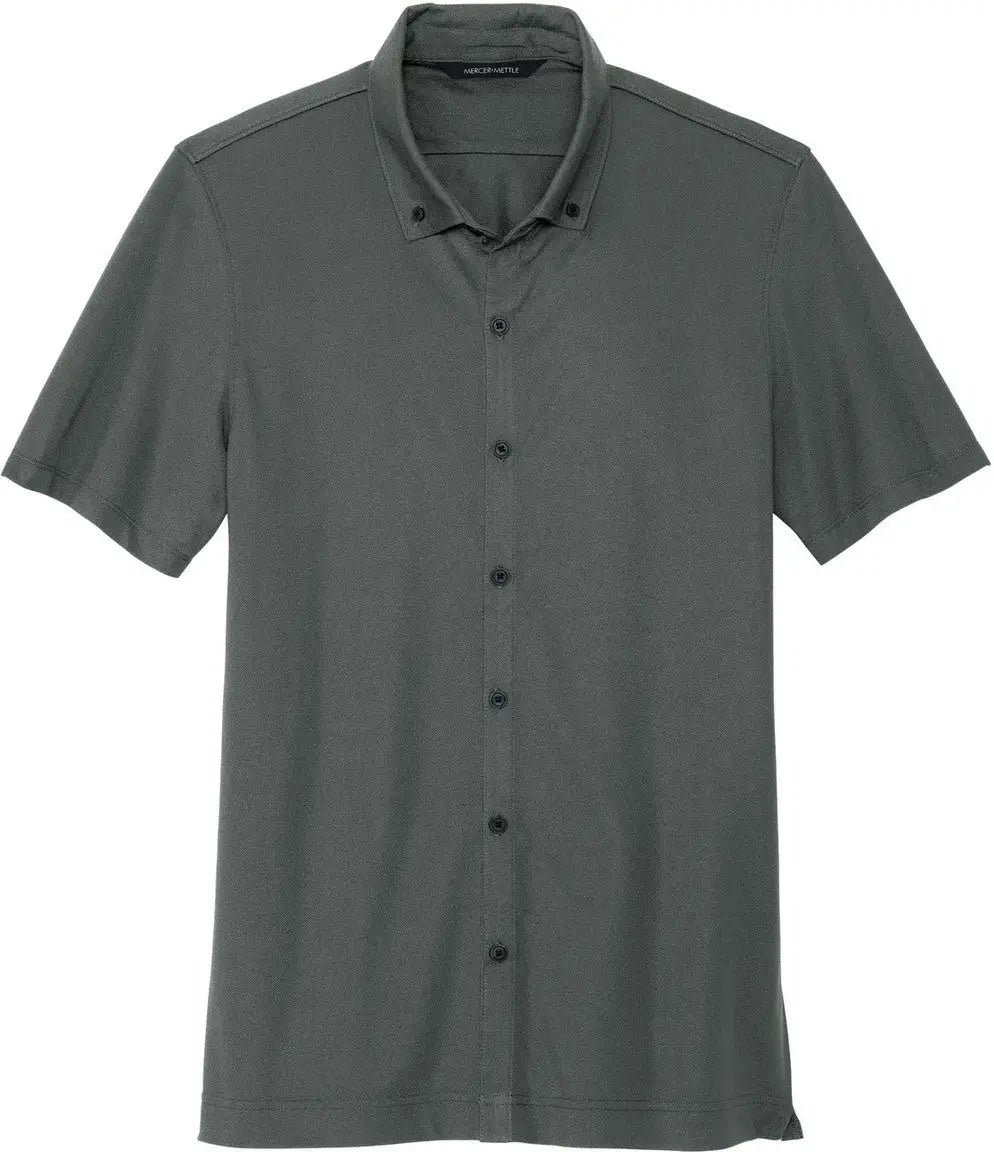 Mercer + mettle Mm1006 Stretch Pique Full-button Polo - Anchor Gray