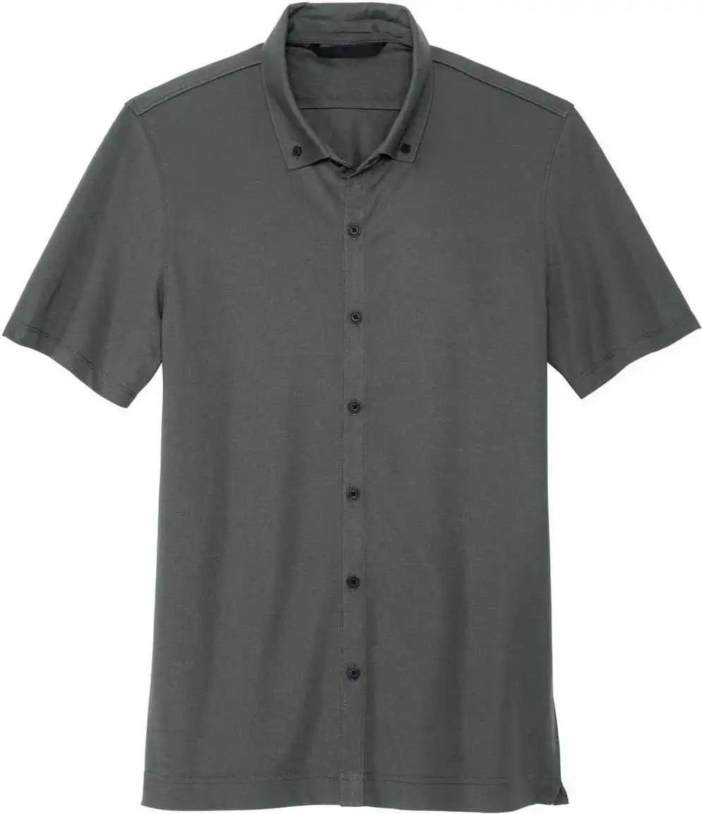 Mercer + mettle Mm1006 Stretch Pique Full Button Polo Anchor Grey Dark Gray / Adult l