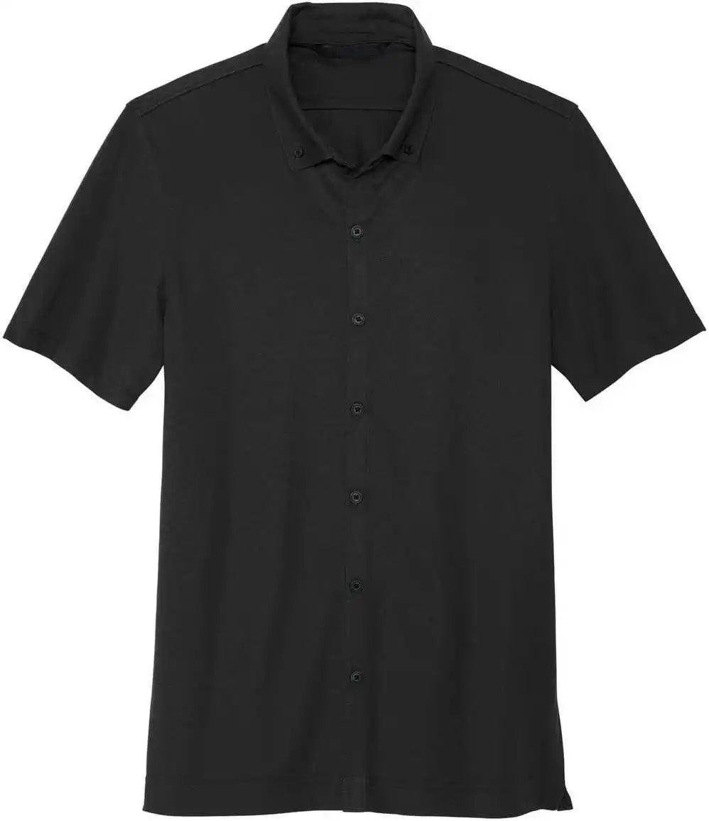 Mercer + mettle Mm1006 Stretch Pique Full Button Polo Deep Black