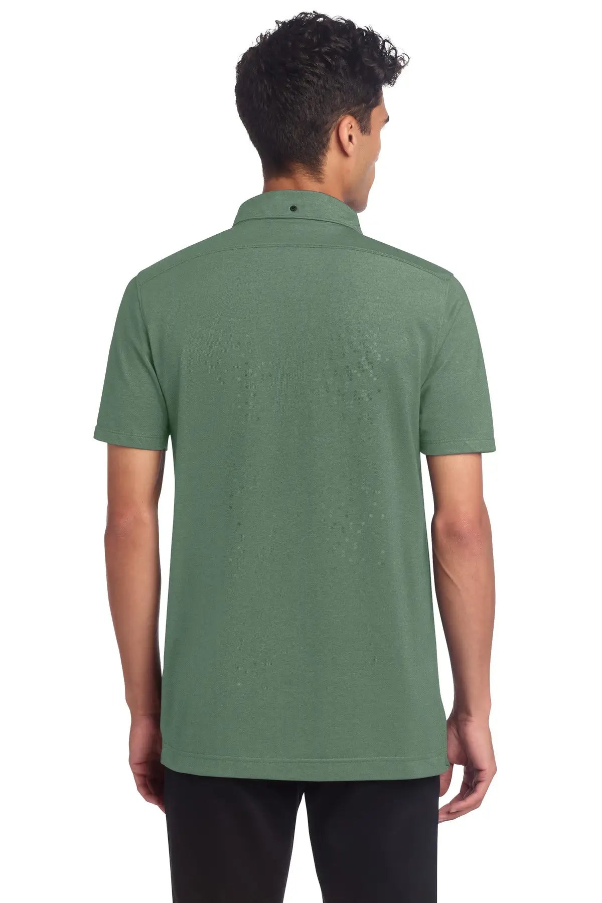 Mercer + mettle Mm1006 Stretch Pique Full-button Polo - Sage Heather