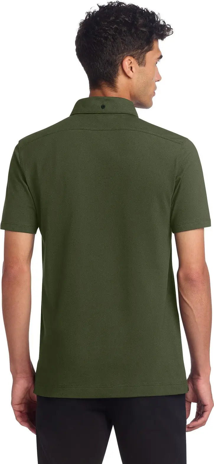 Mercer + mettle Mm1006 Stretch Pique Full-button Polo - Townsend Green