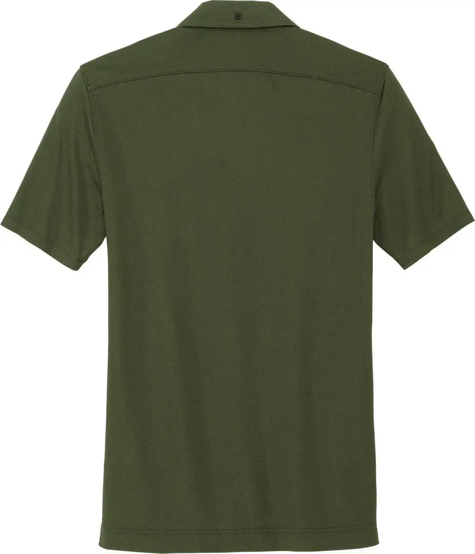 Mercer + mettle Mm1006 Stretch Pique Full-button Polo - Townsend Green