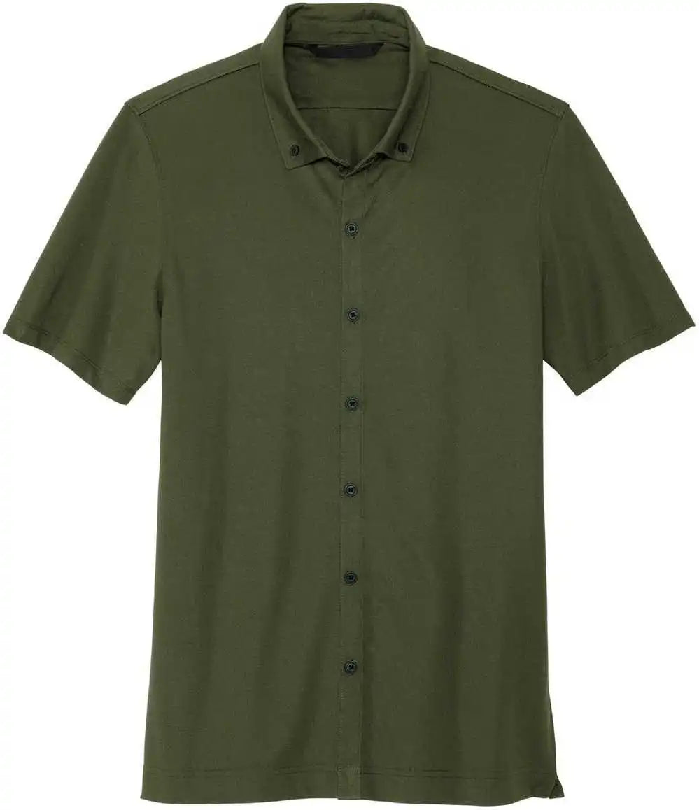 Mercer + mettle Mm1006 Stretch Pique Full-button Polo - Townsend Green - Forest / Adult l