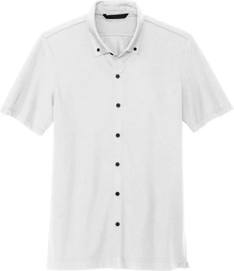 Mercer + mettle Mm1006 Stretch Pique Full-button Polo - White