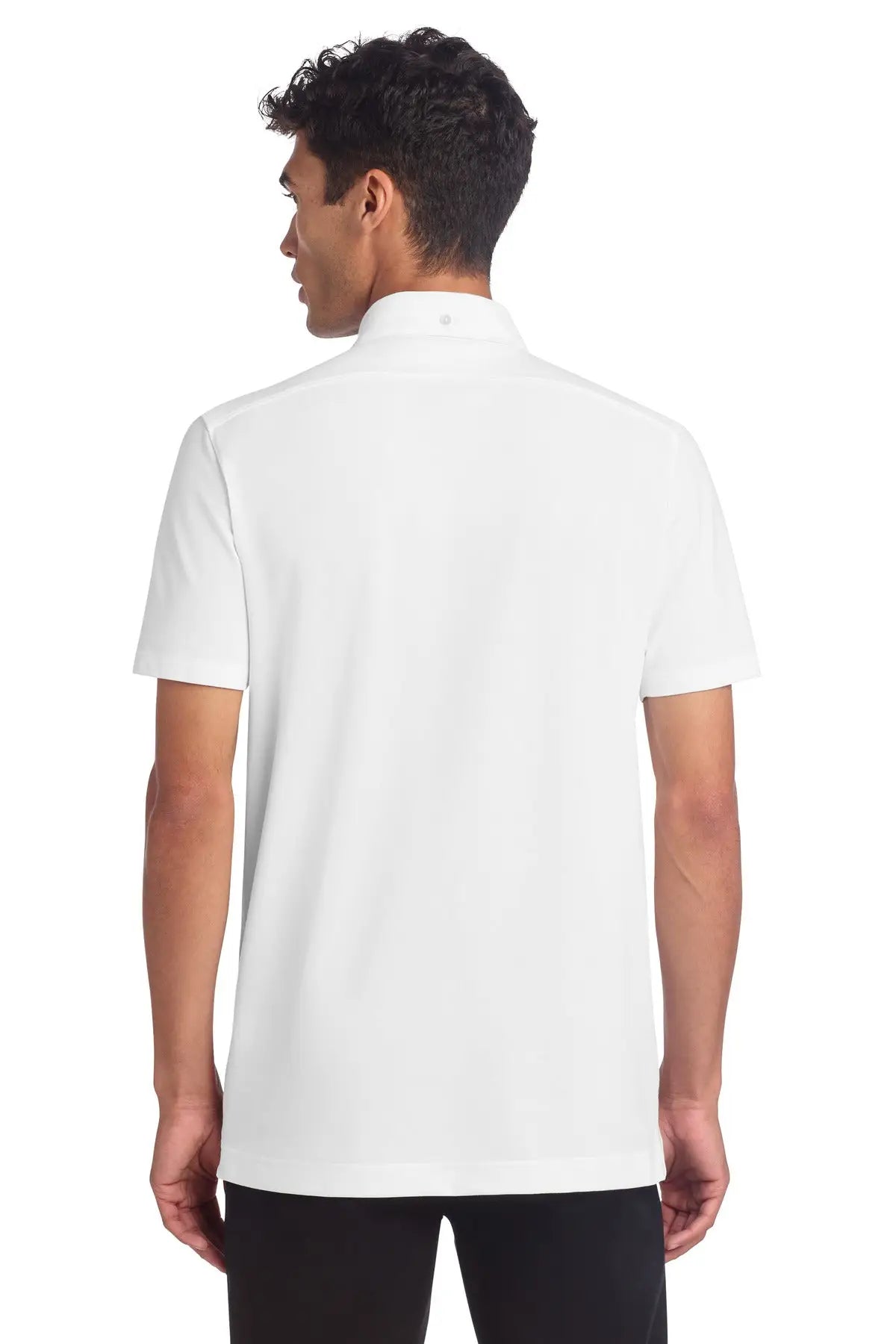 Mercer + mettle Mm1006 Stretch Pique Full-button Polo - White