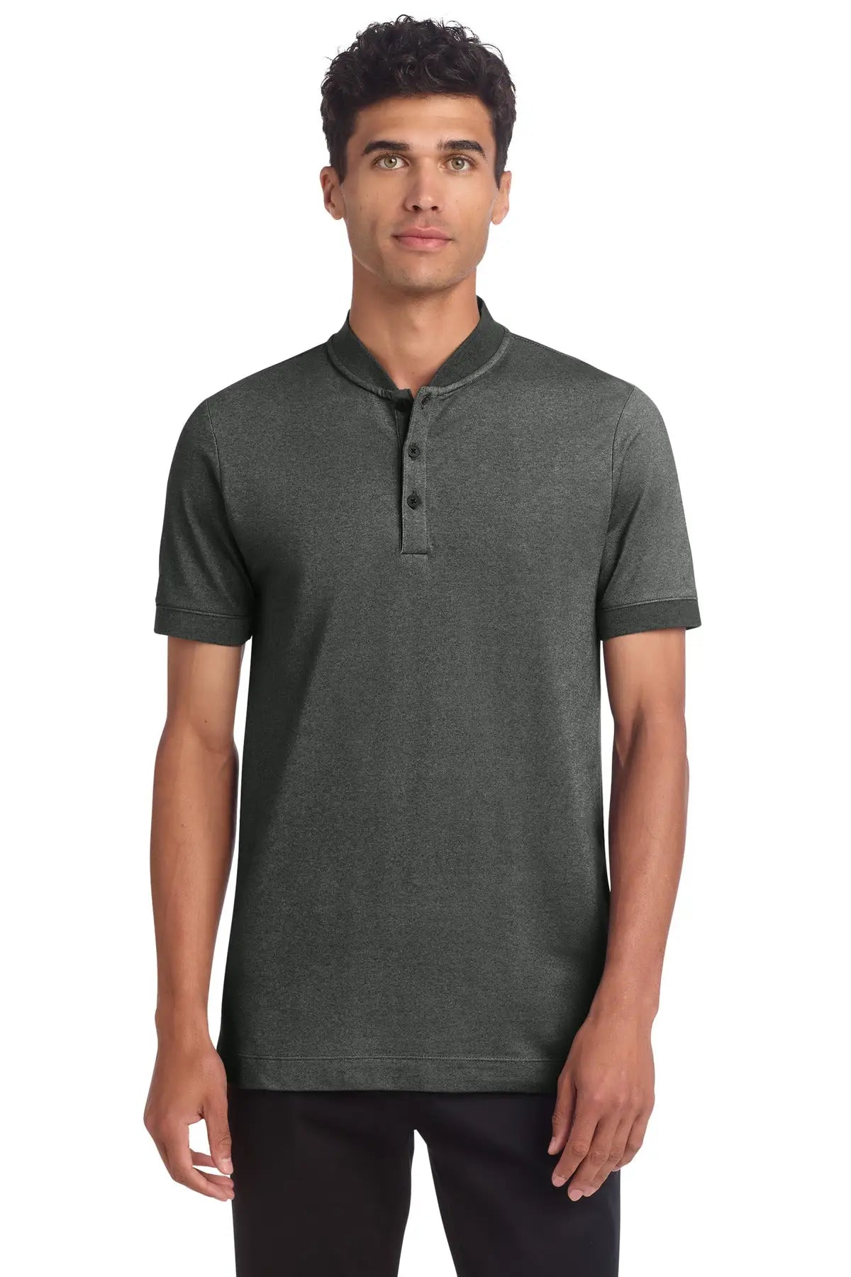 Mercer + mettle Mm1008 Stretch Pique Henley - Anchor Gray Heather
